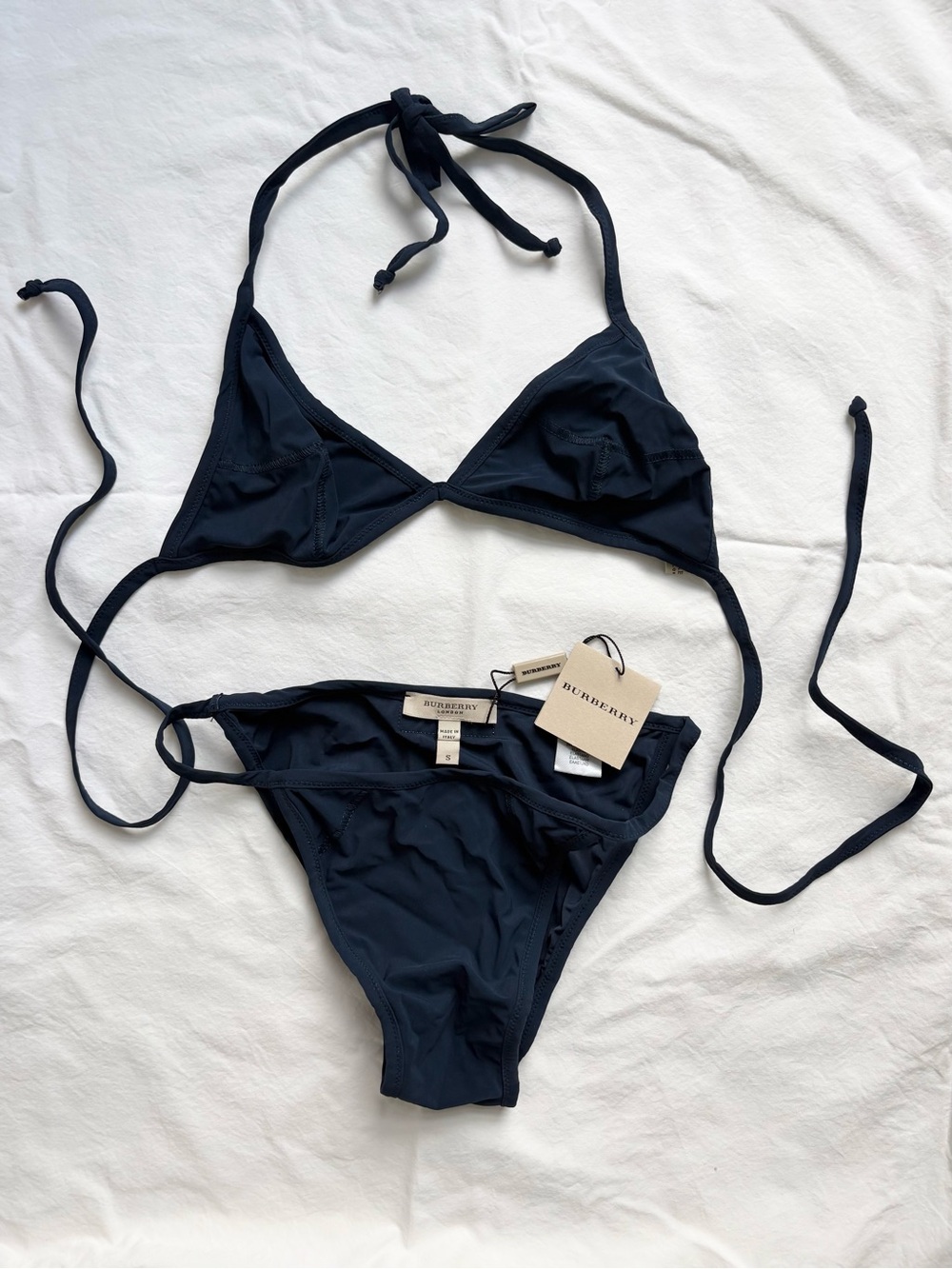 Burberry Dark Navy Triangle String Bikini